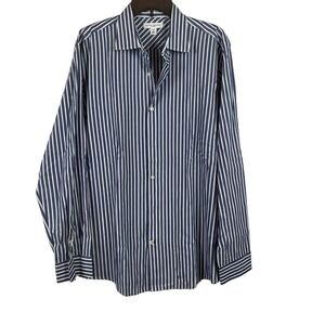 Banana Republic Fitted Blue White Striped Button Down Shirt XL 100% Cotton